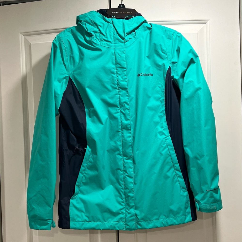 Columbia Women's Aqua Teal Waterproof Hooded Jacket